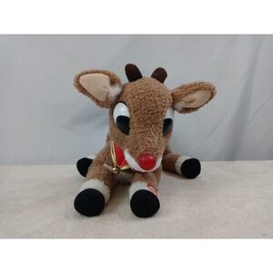 Animated Rudolph Red Nosed Reindeer Musical Light Up Nose Plush Plays Moves Work